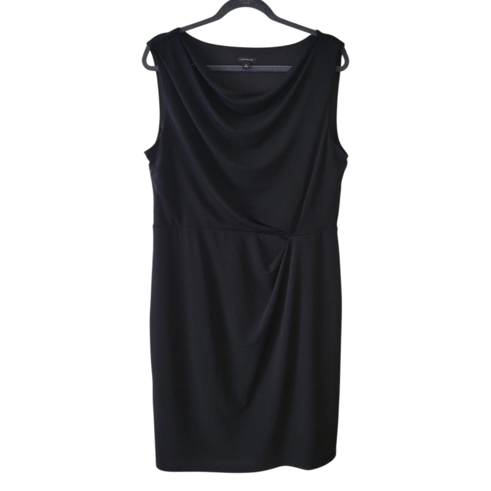 Ann Taylor Black Draped Front Sleeveless Sheath Dress Size 14